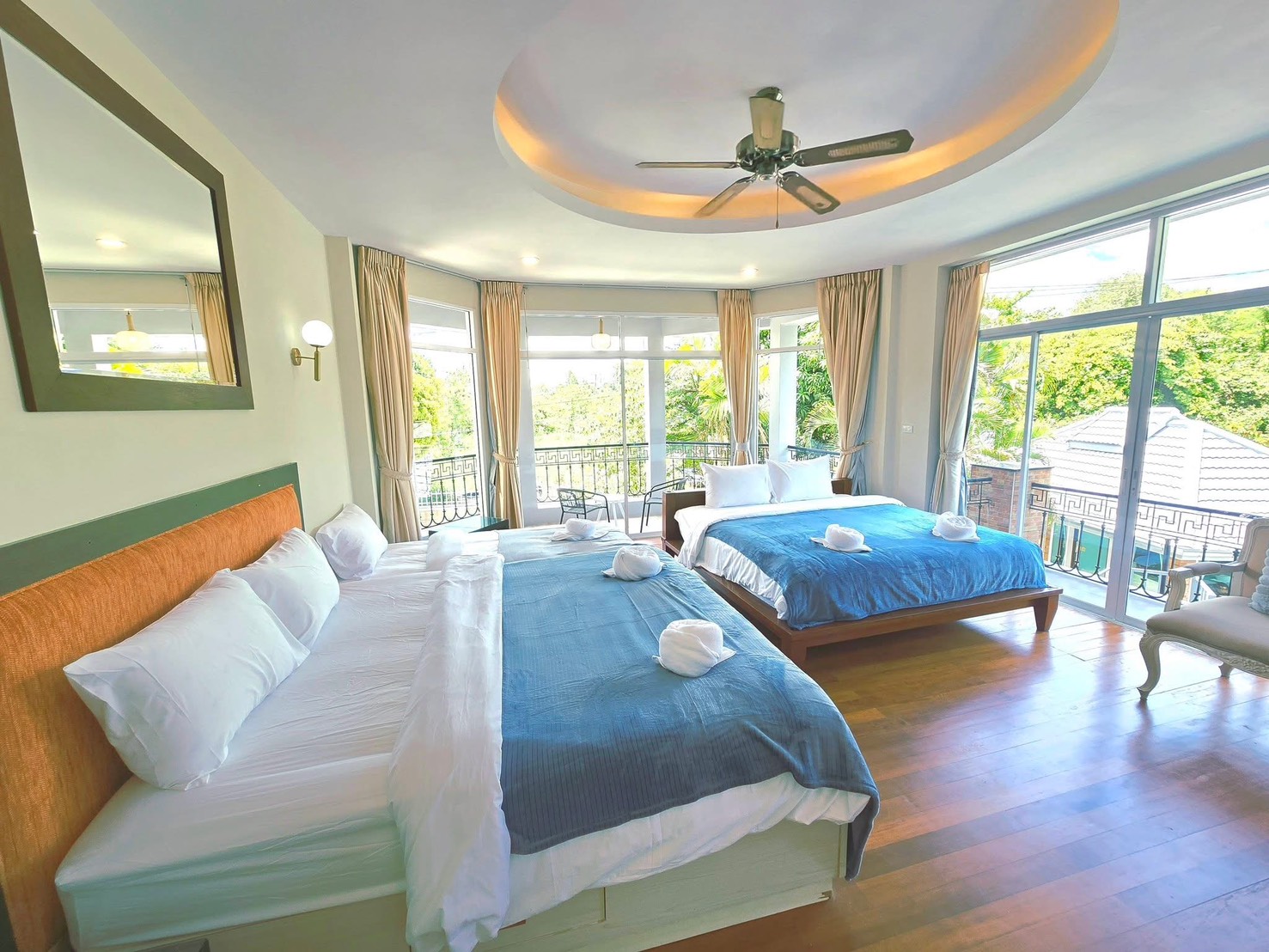 Spacious master bedroom with king-size bed