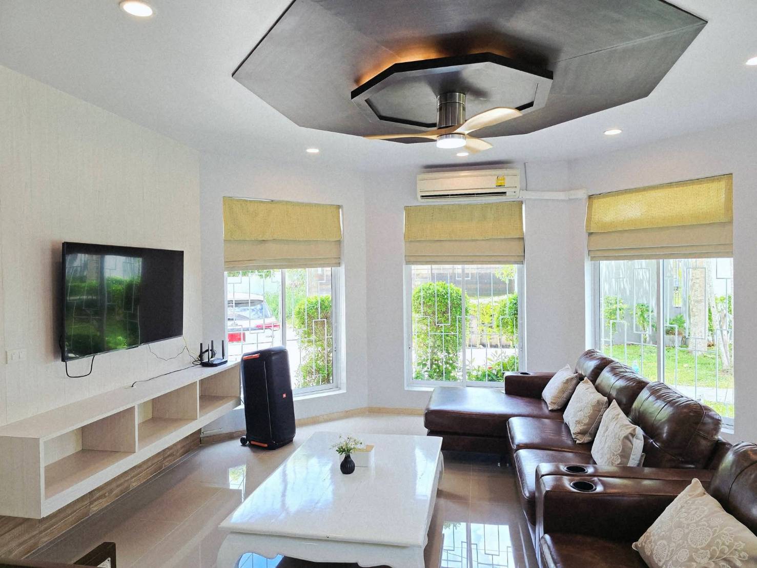 Living room with karaoke and JBL sound system
